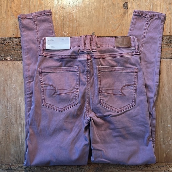 NWT American Eagle Hi Rise Belted Jegging Super Stretch Mauve 0 25W Short - Picture 4 of 12